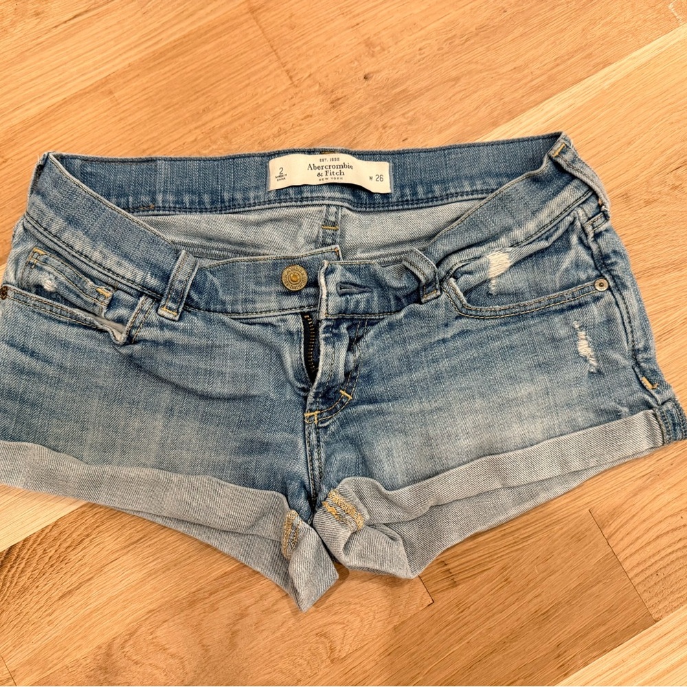 Abercrombie & Fitch Light Blue Roll-Cuff Denim Shorts
